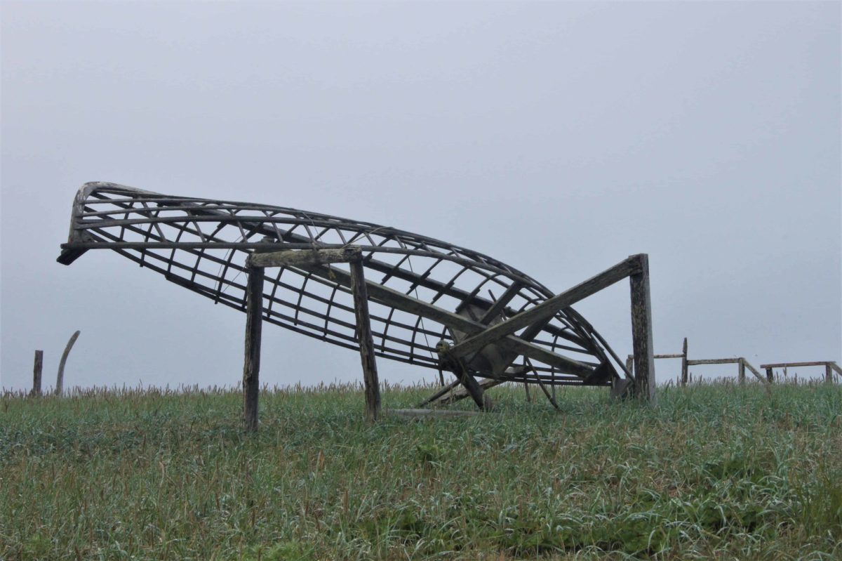 Whale boat frame, Gambell, AK © Bathsheba Demuth. Used with permission in Floating Coast review